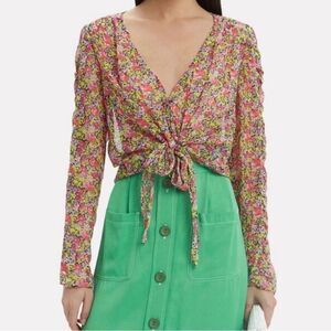 The East Order Freya Blouse Long Sleeve Floral Sheer Romantic Floral SZ XS